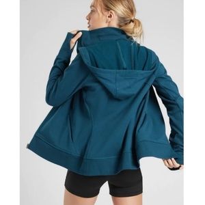 Athleta Scuba Full Zip Triumph Hoodie teal green Medium Petite